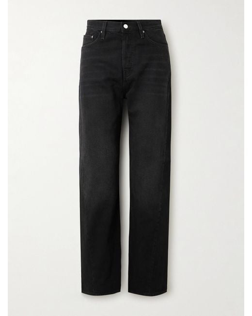 Totême Black Mid-Rise Straight-Leg Organic Jeans