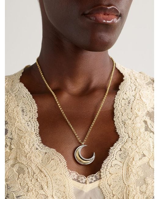L'Atelier Nawbar Natural Moon Bloop 18-Karat And Diamond Pendant