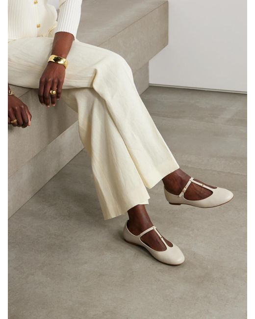 Chloé White Marcie Ballerinas Aus Leder Mit Verzierung