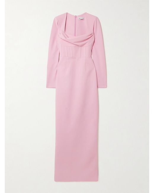Rebecca Vallance Pink Nemy Draped Crepe Gown