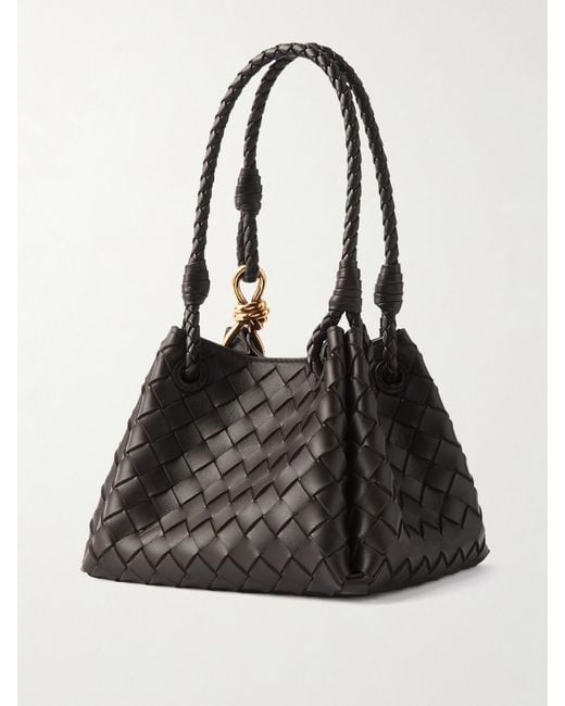 Bottega Veneta Black Parachute Small Intrecciato Leather Shoulder Bag