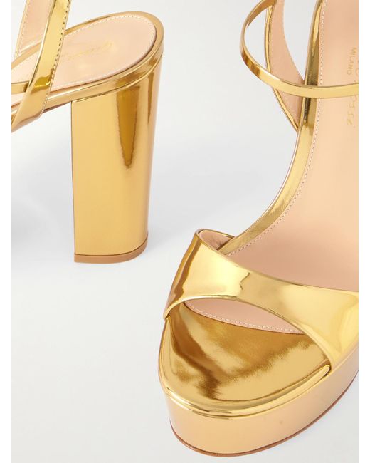 Gianvito Rossi Metallic Marlena 85 Mirrored-Leather Platform Sandals