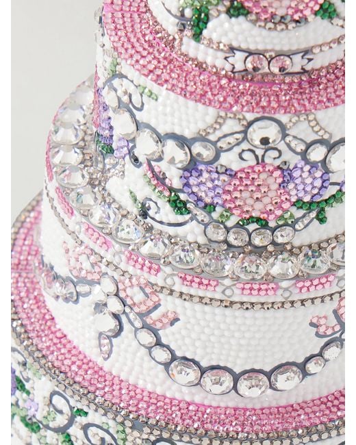 Judith Leiber White Tie The Knot Crystal-Embellished-Tone And Leather Clutch
