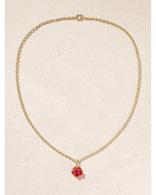 Irene Neuwirth Natural Tropical Flower 18-Karat, Fire Opal And Rubellite Necklace