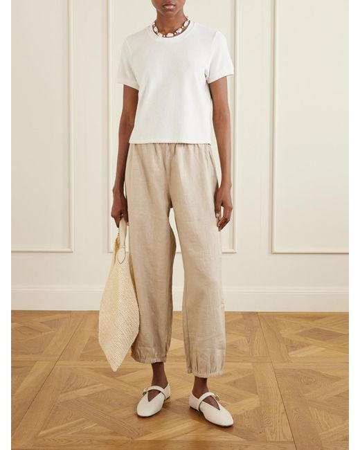 Suzie Kondi Natural Delos Linen Wide-Leg Pants