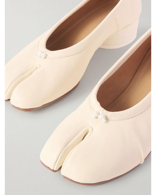 Maison Margiela Natural Tabi Ballerina Pumps Mit Geteilter Kappe Aus Leder
