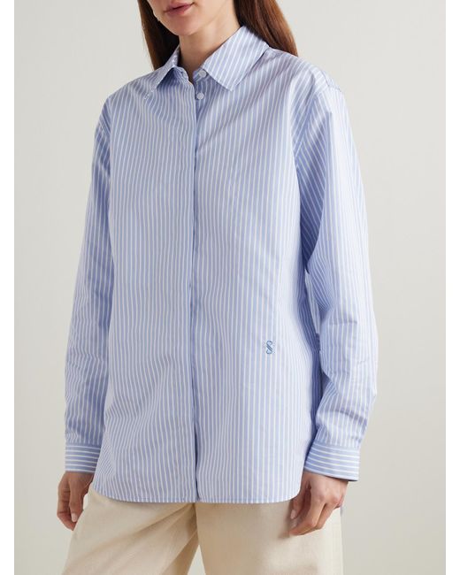 Proenza Schouler Blue Hunter Hemd Aus Gestreifter Popeline Aus Einer Baumwoll-Seidenmischung
