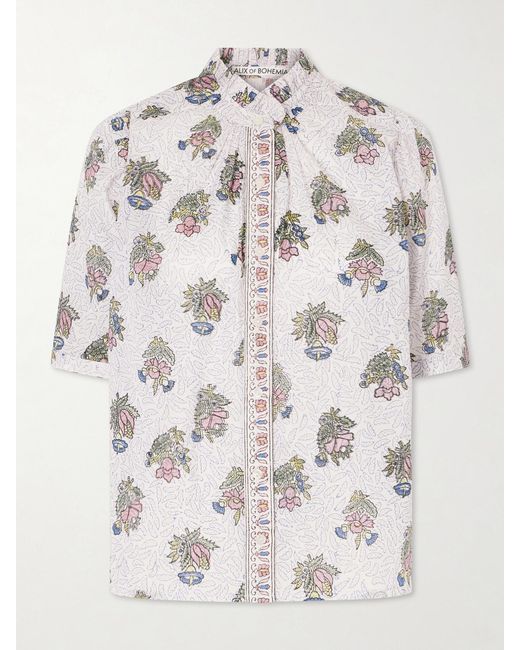 Alix Of Bohemia White Winnie Mist Printed Cotton Gauze Shirt