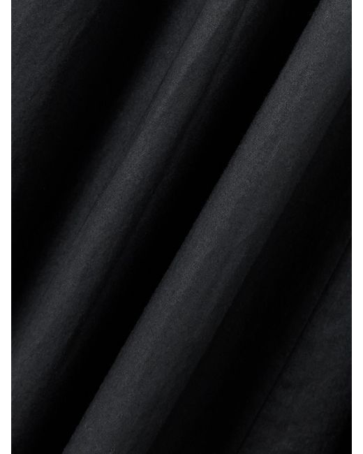 Doen Black Quinn Tie-Detailed Shirred Organic Cotton-Poplin Midi Dress
