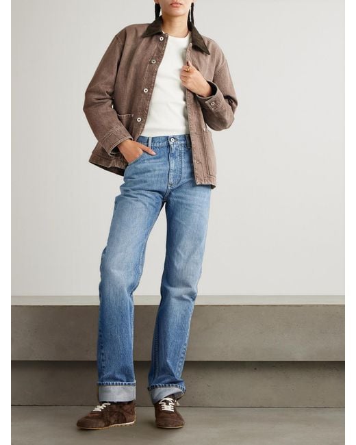 Bottega Veneta Brown Appliquéd Suede-Trimmed Denim Jacket