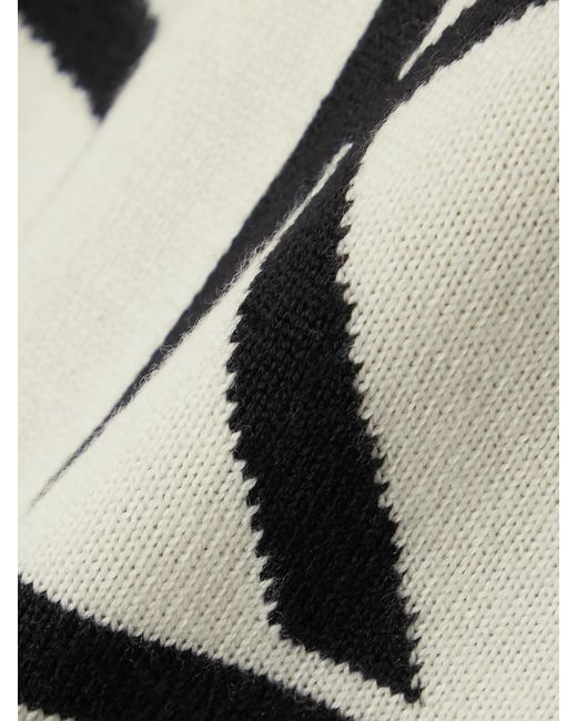 Perfect Moment Black Schild Intarsia Merino Wool Turtleneck Sweater