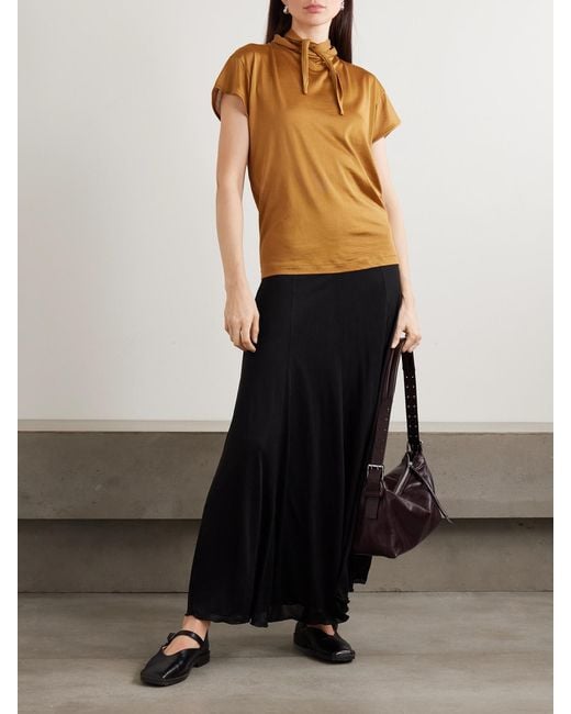 Lemaire Brown Tie-Neck Jersey T-Shirt