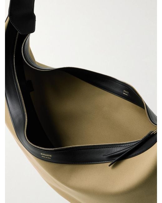 Khaite Metallic Augustina Leather-Trimmed Canvas Shoulder Bag