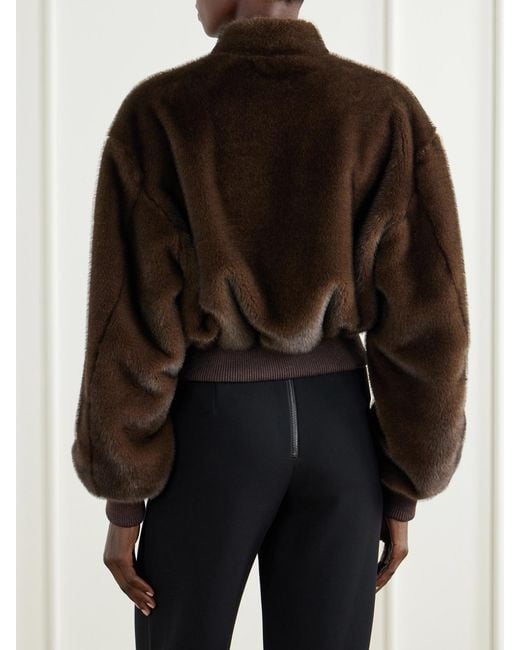 Stella McCartney Black Cropped Plush Bomber Jacket