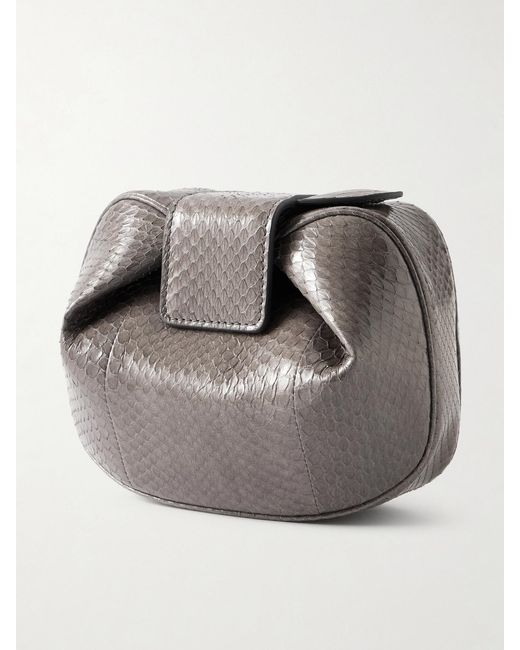 Gabriela Hearst Gray Soft Demi Snake-Effect Leather Clutch