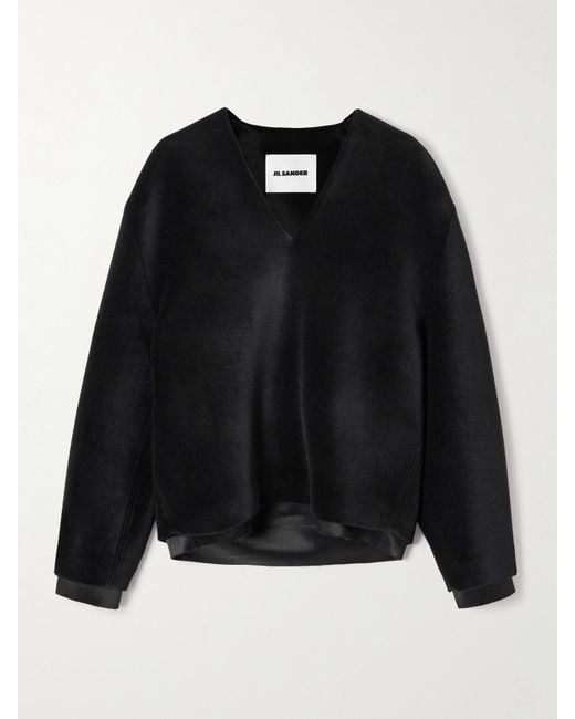 Jil Sander Black Mehrlagige Bluse Aus Samt Und Satin