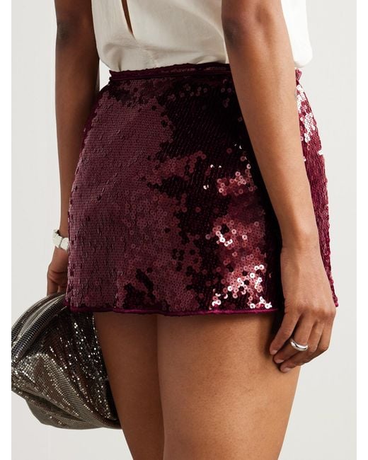 Oseree Purple Marylin Sequined Tulle Wrap Mini Skirt