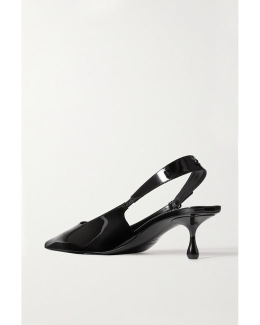 Jimmy Choo Black Amel 50 Logo-Embellished Patent-Leather Slingback Pumps