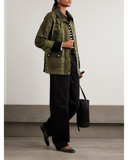 Barbour Green Beadnell Corduroy-Trimmed Checked Cotton Jacket