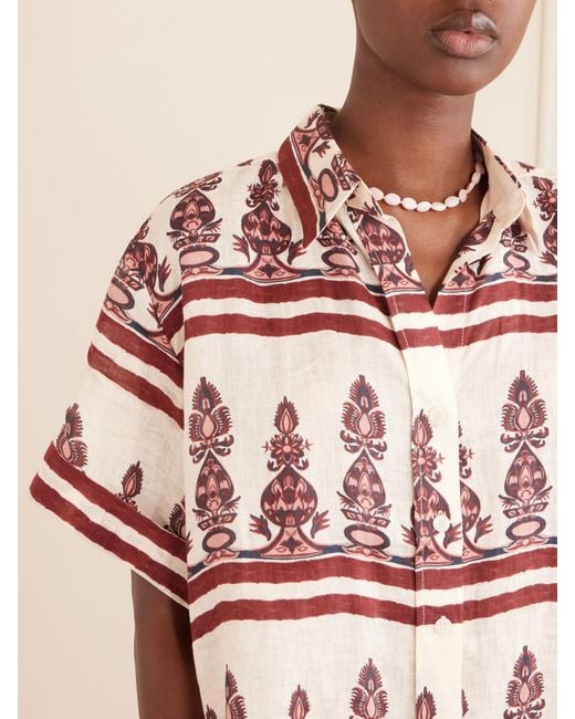 Johanna Ortiz Pink Printed Linen Shirt