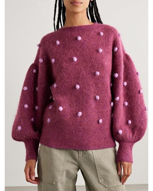 ALÉMAIS Purple Elia Strickpullover Mit Pompons