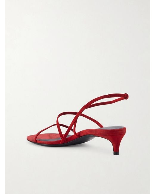 Khaite Pink Loop Suede Sandals