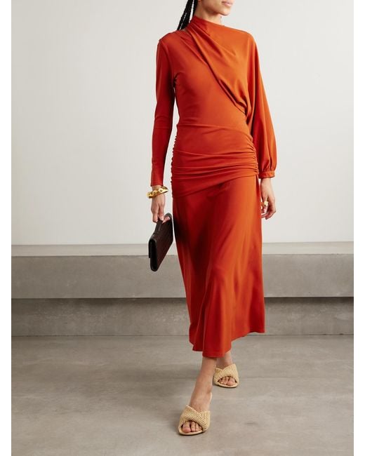 Johanna Ortiz Inspiring Hearts Convertible One-Sleeve Gathered Stretch-Jersey Maxi Dress