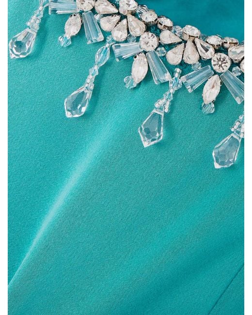 Sabina Bilenko Blue Strapless Cutout Crystal-Embellished Satin Gown
