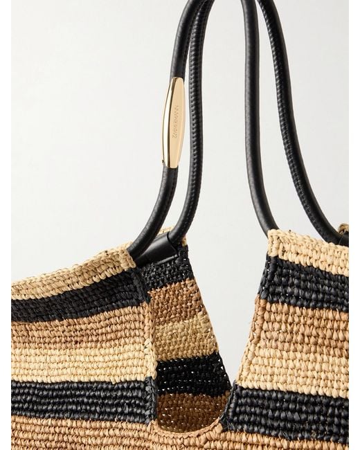 Zimmermann Natural Goldentime Large Embellished Leather-Trimmed Striped Raffia Tote
