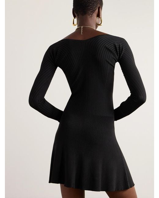Jacquemus La Mini Robe Pralù Ribbed-Knit Mini Dress in Black