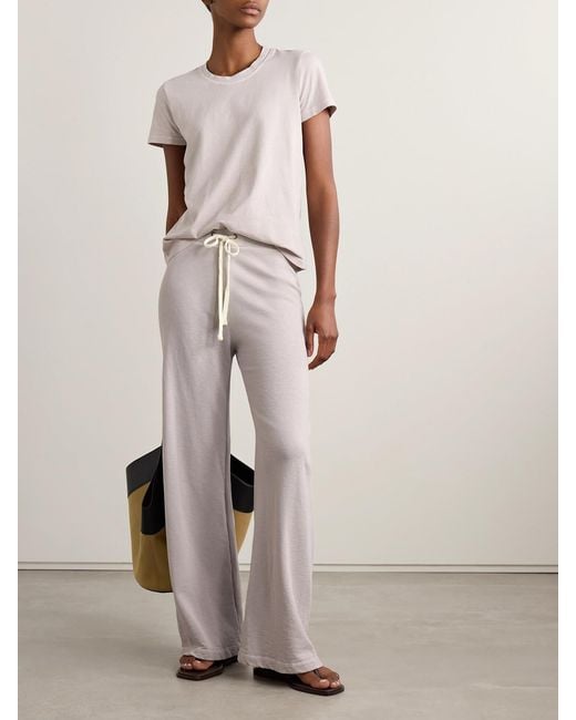 James Perse White Cotton-Terry Wide-Leg Track Pants