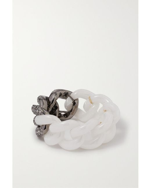 SHAY Gray Ceramic, 18-Karat Blackened And Diamond Ring