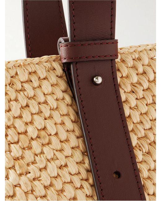 LIE STUDIO Natural Bianca Large Leather-Trimmed Raffia Tote
