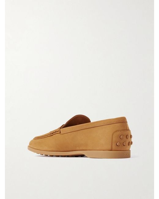Tod's Brown Gomma Nubuck Penny Loafers