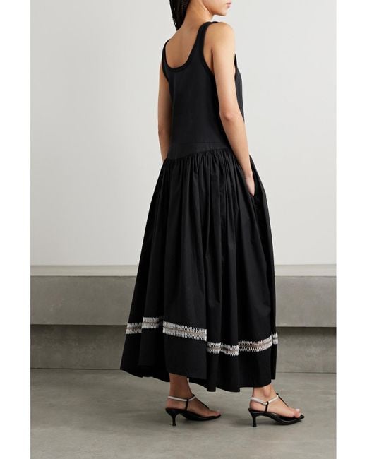 DIOTIMA Blue Pocomania Crochet-Trimmed Cotton-Poplin Maxi Dress