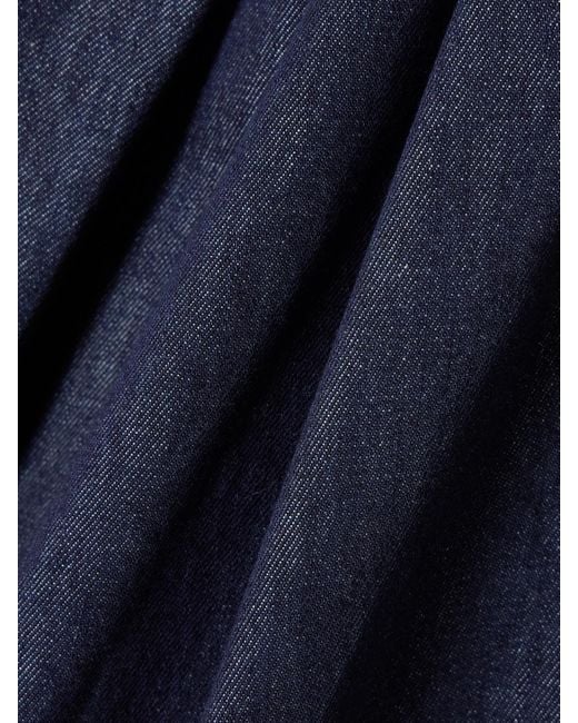 Dries Van Noten Blue Gathered Denim Midi Skirt