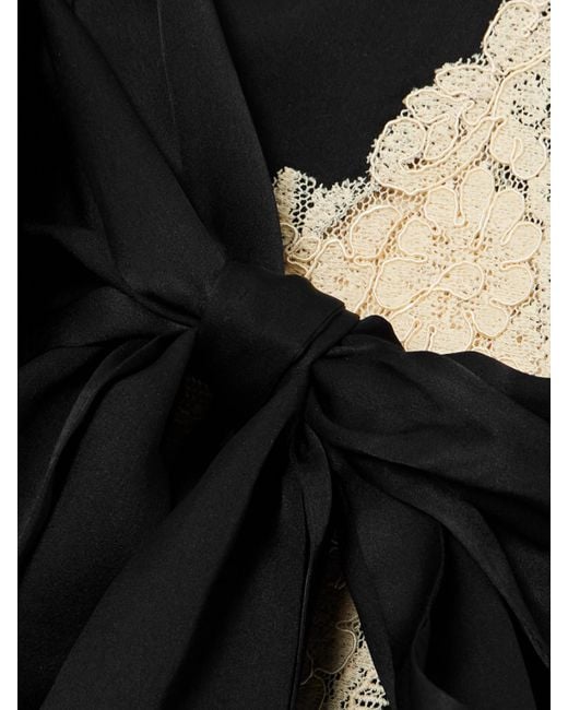 Zimmermann Black Hypnotic Minikleid Aus Satin Mit Spitzenbesätzen Und Bindegürtel