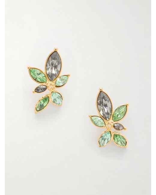 Oscar de la Renta Metallic Navette Crystal-Embellished-Tone Clip Earrings