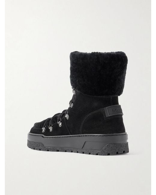 Bogner Black Calgary Shearling-Trimmed Suede Ankle Boots