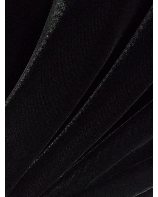Carolina Herrera Black Ruched Velvet Midi Dress