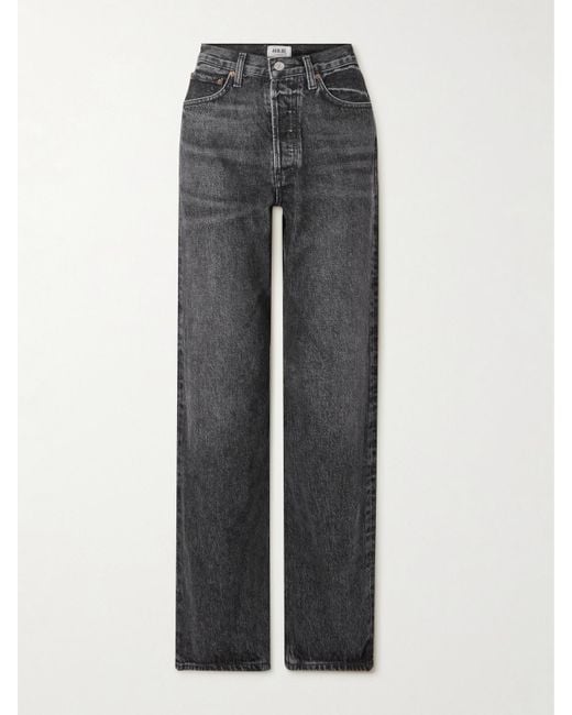 Agolde Gray Kelly High-Rise Straight-Leg Organic Jeans