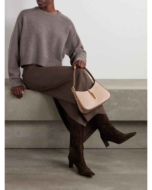 Loulou de Saison Brown Bruzzi Verkürzter Pullover Aus Einer Gerippten Woll-Kaschmirmischung