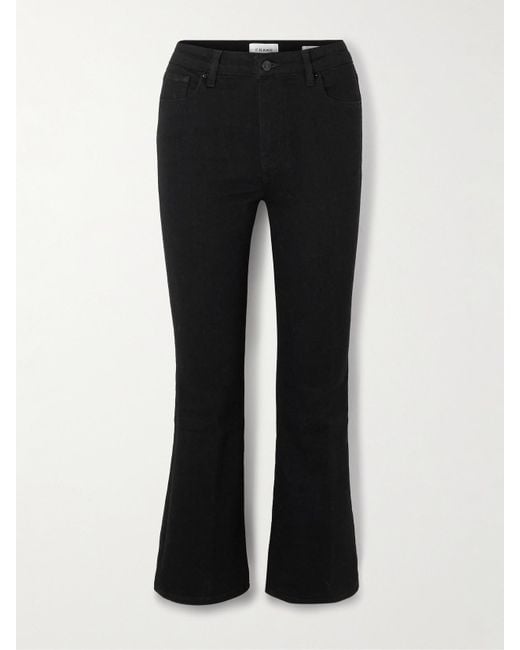 FRAME Black Reboot Crop Stretch High-Rise Bootcut Jeans