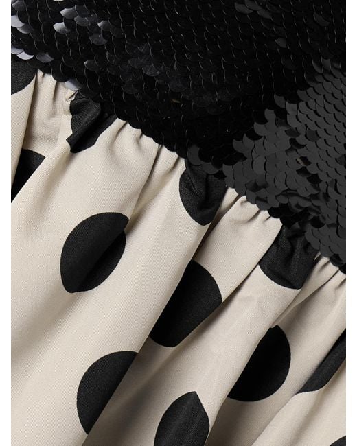 Dima Ayad Black Off-The-Shoulder Tulle-Paneled Sequined Polka-Dot Satin Maxi Dress