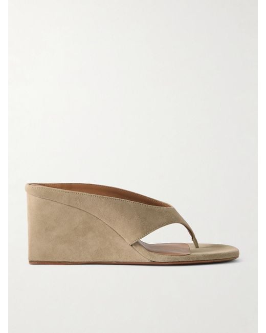 Alaïa Natural Tong 75 Suede Wedge Sandals
