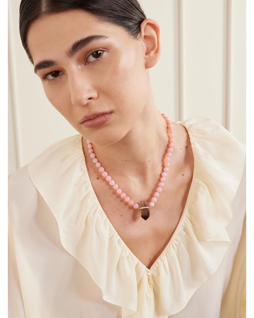 JIA JIA Natural 14-Karat Diamond, Opal And Smoky Quartz Beaded Necklace