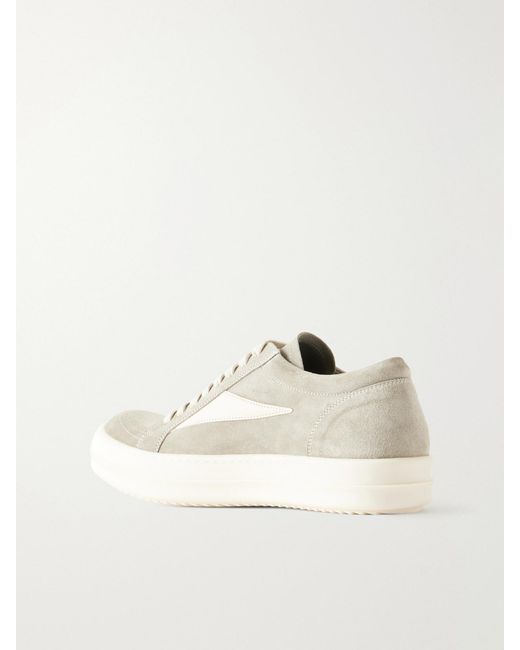 Rick Owens Natural Vintage Suede-Trimmed Leather Sneakers