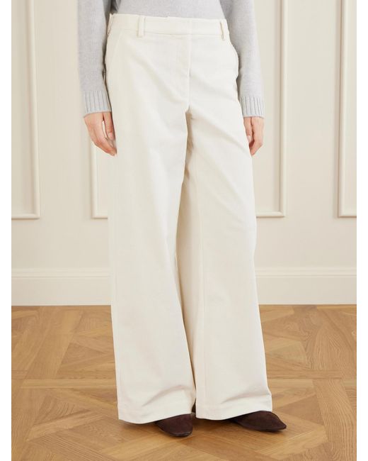 Twp White Dylan Ribbed Cotton Wide-Leg Pants