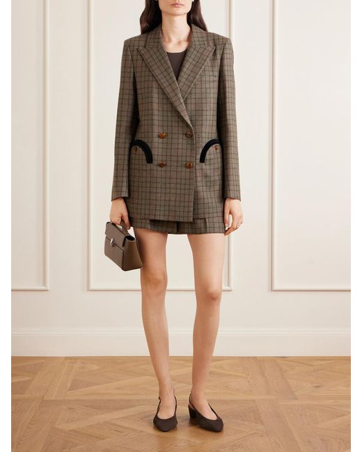 Blazé Milano Brown Teke Checked Wool And Cashmere-Blend Shorts