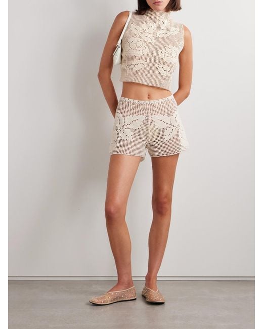 Magda Butrym Natural Crocheted Cotton Shorts